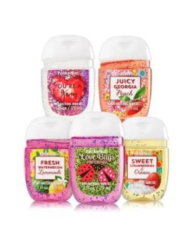 Bath and Body Works Anti-Bacterial Hand Gel 5-Pack PocketBac Sanitizers - Assorted Scents - 1 fl oz - Buy Online on GoSupps.com