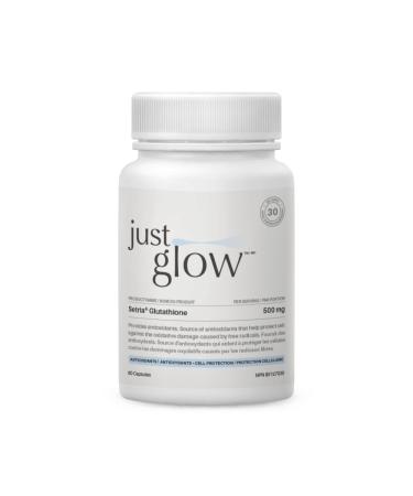 Just Glow Setria Glutathione 60 Capsules - Clinically Studied & Potency Tested by 3rd Party - Reduced Active Form - L Glutathione Supplement for Antioxidants - Made in Canada (1 Month Supply)