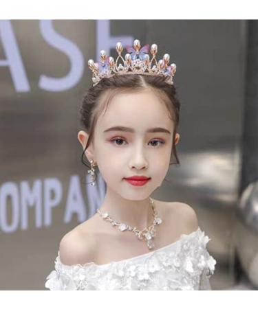 YOVECATHOU Girls Tiara Butterfly Princess Crown - Gold Pearl Rhinestone Headband for Halloween, Wedding, Birthday Party - Cosplay Costume Accessory - Buy Online on GoSupps.com