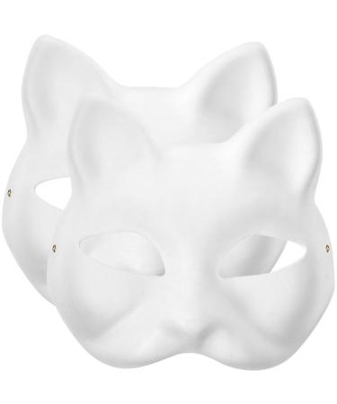 Homoyoyo 2 pieces of cat masks Unlept cat masks DIY white paper masks mask masks blank masks for decorating Christmas carnival party articles Simple mask masks ()