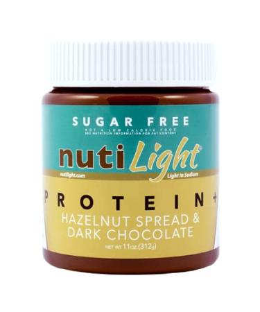 Nutilight Sugar Free Protein Hazelnut Spread and Dark Chocolate, Keto and Diabetic Friendly, Vegan, Kosher, Non-GMO, 100% Natural, Cholesterol-Free, Gluten-Free, and Soy-Free, 11 Ounces (Pack of 1)