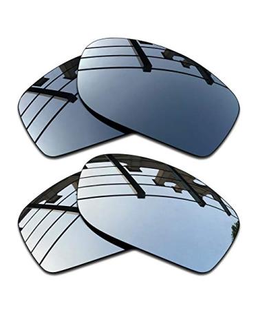 SEEABLE Premium Polarized Mirror Replacement Lenses & Nose Piece for Oakley Fives Squared Sunglasses Black Chrome Mirror+silver Mirror