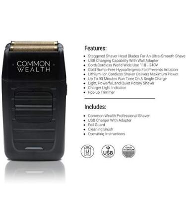 Common Wealth Professional Cordless Shaver - Hypoallergenic Foil Trimmer for Bump-Free Beard Shaping & Tapered Fades | CWPS26 - Buy Online on GoSupps.com