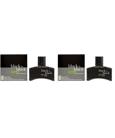 YVES SAINT LAURENT Nu Parfums Black is Black Sport Eau de Toilette Spray for Men 3.4 Ounce (Pack of 2) 3.4 Fl Oz (Pack of 2)