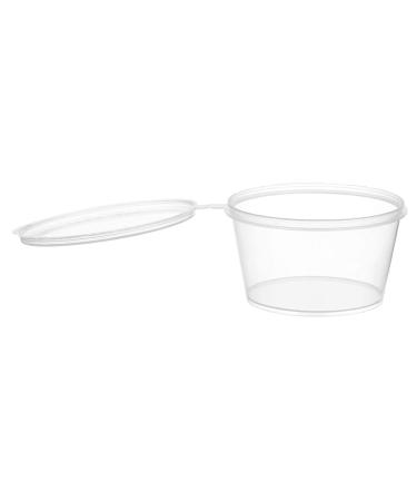 EcoQuality 50 PACK 2 Oz Leak Proof Plastic Condiment Souffle Containers with Attached Lids - Portion Cup with Hinged Lid Perfect For Sauces, Samples, Slime, Jello Shot, Food Storage & More!
