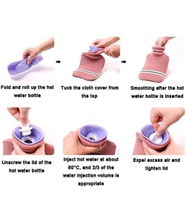 Premium Small Hot Water Bottle with Knitting Cover - Classic Striped 2000ml for Pain Relief & Hot Cold Therapy - Warm Pink - Buy Online on GoSupps.com