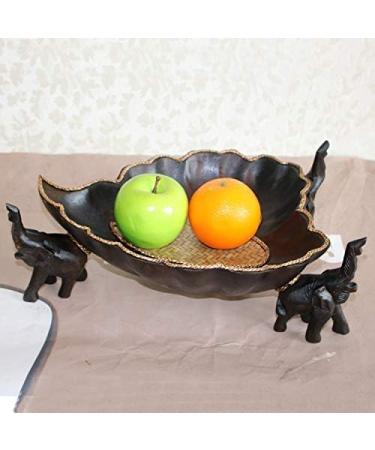 SHAOHUASC Well Made Piece of Art Thai Solid Wood Fruit Bowl Simple Modern Living Room Coffee Table Decorated Bamboo Elephant - Buy Online on GoSupps.com
