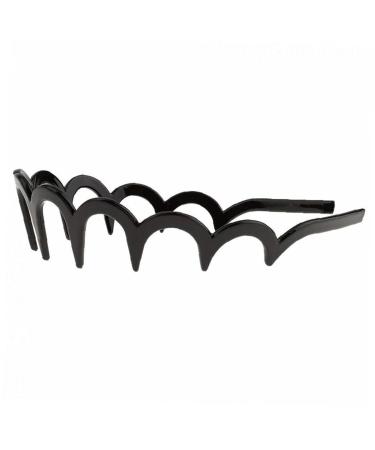 Pulabo Unisex Wave-Shaped Headband - Black Spring Wavy Metal Hair Band with Long Teeth | Premium Sports Headgear Accessories - Buy Online on GoSupps.com
