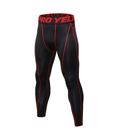 Queerier Mens Compression Pants Active Athletic Leggings with Pockets Running Baselayer Tights Cycling Workout Pants W/O Pockets-b Red XX-Large