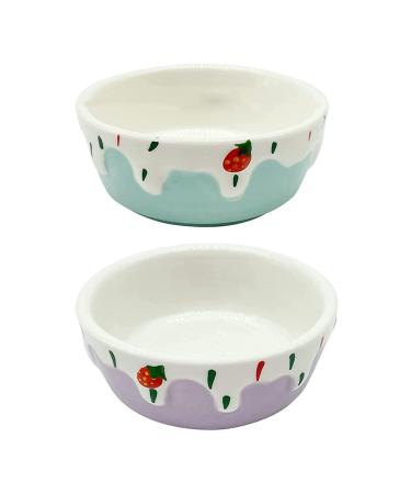 Balacoo 2pcs Pet Hamster Feeding Bowls Round Ceramic Small Animal Food Dishes for Rabbit Food and Water Bowl for Mouse Guinea Pig Hedgehog Purple Blue - Buy Online on GoSupps.com