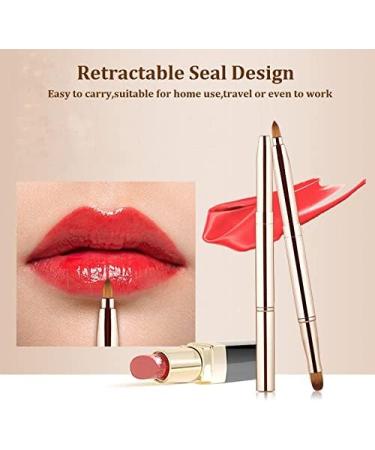 Exquisite Professional Lip Brush Applicators-Retractable Lipstick Brushes- Lipstick Gloss Makeup Brush Tool For Women and Girls (Two-Head-Gold) - Buy Online on GoSupps.com