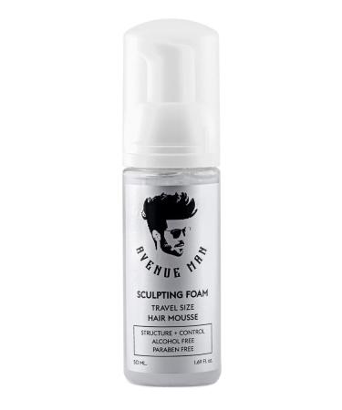 Avenue Man Sculpting Foam for Men - Travel Size (1.69 oz) - Firm Hold Volumizing Hair Mousse with Herbal Extracts Styling Products - Alcohol and Paraben-Free Volumizer - Made in the USA