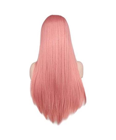 SUNNYBLUEE Long Straight Middle Wig Lady Black White Pink Orange Purple Gray Hair Heat Resistant Synthetic Hair Wig pink