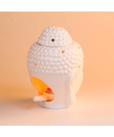 Evergd Set of 2 Buddha-Head Statues & Ceramic Aroma Therapy Diffusers | Essential Stoves & Fragrance Candles for Yoga Spa Meditation & Home D cor | Unique Gift Ideas - Buy Online on GoSupps.com