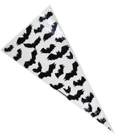 VDL Pack of 25 Halloween Sweet Cones 17x33cm Bat Themed Clear Treat Bags with Twist Ties - Buy Online on GoSupps.com