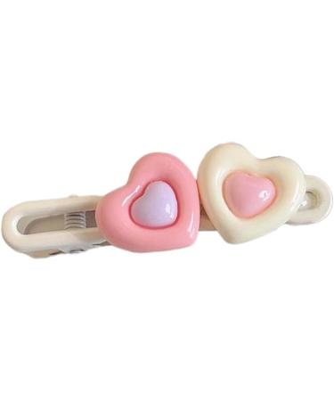 Bangs Hair Clip for Hot Girls Two Heart Shape Hair Barrettes Candy Color Ponytail Hair Barrettes for Teens Girls - Buy Online on GoSupps.com