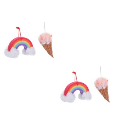 Hemoton 4 Pcs Rainbow Bath Exfoliating Loofah Sponge Sponge Bath Stuff Bath Accessories Shower Ball Loofah for Exfoliating Loofah Back Scrubber Shower Loofah Back Loofah