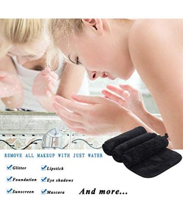 Kinhwa Washcloth Frote - 3 Luxurious Black Microfiber Makeup Remover Towels | Soft Absorbent & Reusable | Lint-Free Facial Cleaning (15cm x 30cm) - Buy Online on GoSupps.com