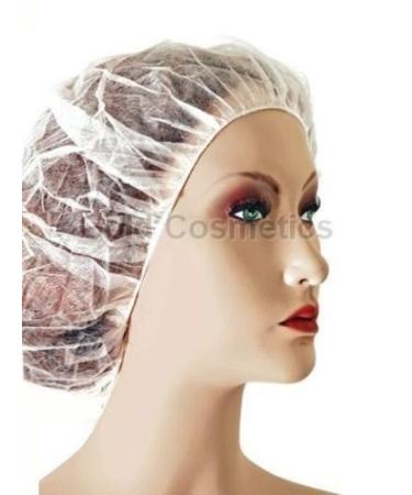 1000 Ct. White Disposable BOUFFANT CAPS Banded Non-Woven Accordion style Bulk