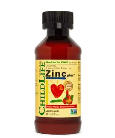 ChildLife Essentials Liquid Zinc Plus - All-Natural Support for Optimal Immune System Function in Children Allergen-Free Non-GMO Zinc Drops for Kids - Mango Strawberry Flavor 4 Fl Oz Mango 4 Fl Oz (Pack of 1) - Buy Online on GoSupps.com