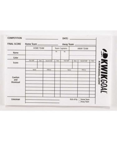 Kwik Goal Referee Score Sheets, White
