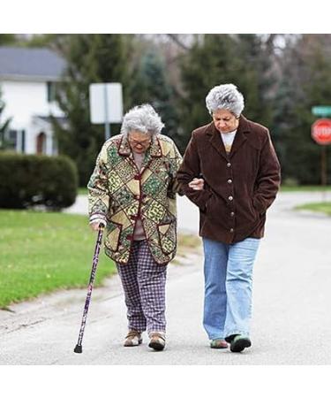 Buy Foldable Walking Sticks for Seniors - Adjustable T-Handle Walking Aids for Men & Women | Stylish Black & Violet Flower Designs - Buy Online on GoSupps.com