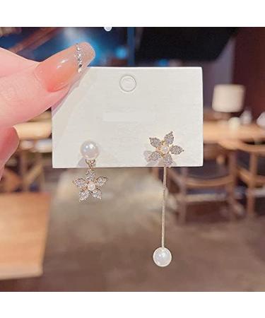 Earrings for Women Ladies Earrings Asymmetric Rhinestone Flower Drop Earrings Women Fashion Gold Color Long Pendant Earrings Wedding Jewelry Fashion Earrings Earrings for Women - Buy Online on GoSupps.com