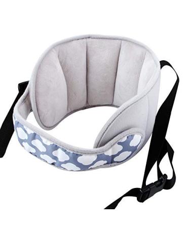 KAKIBLIN Adjustable Toddler Car Seat Head Support Band Child Head Support for Car Seat Carseat Straps Cover Safety Car Seat Neck Relief Grey
