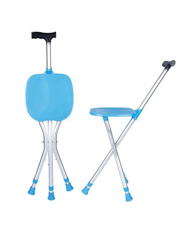 Portable Folding Cane Seat Aluminum Height Adjustable Combo Walking Stick Chair 3 Legs Cane Adjustable g Stick with LED Light Unisex for Elderly Senior Light Trave Surprise Gift