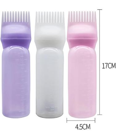 JIHUOO 2 Pcs 6 Ounce Plastic Root Comb Applicator Bottle Hair Dye Color Comb Bottle Hair Oil Applicator Bottle Hair Dye Container Applicator Bottle with Graduated Scale Pink - Buy Online on GoSupps.com