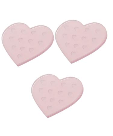 FRCOLOR 3pcs Eyelash Adhesive Station Lashes Glue False Eyelash Holder Lash Tray Eyelash Extension Glue Pad Heart Glue Pallet Tiles Eyelash Storage Gasket Fake Eyelashes Glass Epoxy Pink