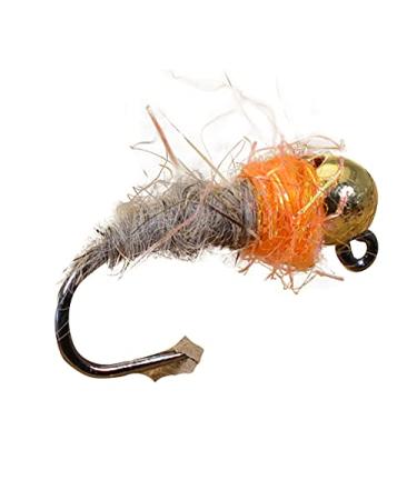 Tungsten Bead Head Hot Spot Hares Ear Jig Fly - Euro Nymph - Hanak Hooks -  6 & 8