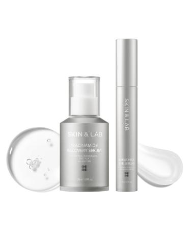 SKIN&LAB Crow Feet and Pore Care Vegan Skincare Set: Includes Bakuchiol Eye Serum and Niacinamide Serum