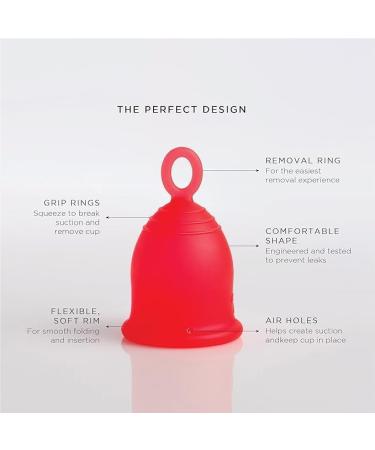 Asan Menstrual Cup - Combo Pack 2 Sizes | Light/Medium Flow Cup + Heavy Flow Cup | Easiest Cup to Insert & Remove I Special Ring Design | Premium Medical Grade Silicone I Designed in The USA Light/medium flow + Heavy flow - Pack of 2 - Buy Online on GoSupps.com