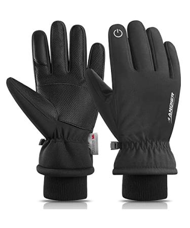 Anqier Winter Gloves -30 Waterproof Windproof Thermal Touchscreen Gloves for Ski Hiking Running Men and Women Black-yx Large