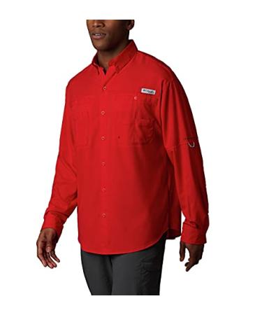 Columbia Men's Standard PFG Tamiami II UPF 40 Long Sleeve Fishing Shirt, Red Spark, Medium