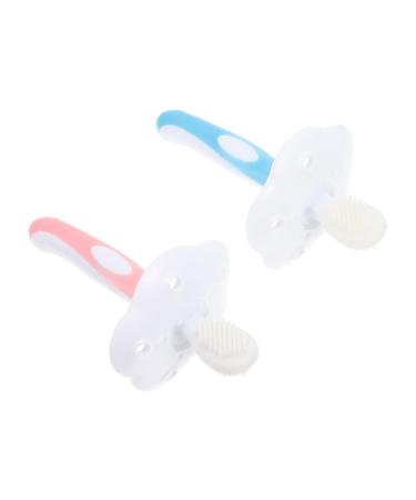 Minkissy 2 sets toothbrush cleaning brush made of silicone silicone brush cleaning accessories toy cleaner tooth cleaning agent tooth cleaning brush pebbles child tool pink