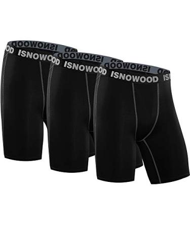 isnowood Compression Shorts for Men Spandex Running Workout Athletic Underwear Large 3new Black