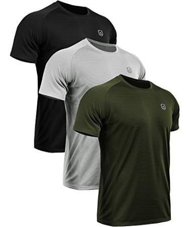 COOFANDY Men's 3 Pack Quick Dry Workout Tank Top Gym Muscle Tee Fitness  Bodybuilding Sleeveless T Shirt 02-black/Gray/ Army Green Large