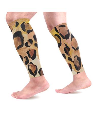 visesunny Leopard Print Calf Compression Sleeves Leg Compression Socks for Calves Running Men Women Youth Best for Shin Splint Muscle Pain (1 Pair)