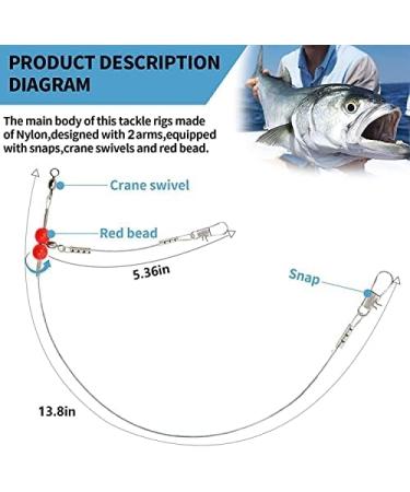 YOTO Stainless Steel Fishing Leaders with Swivels and Snaps - 24pcs Saltwater Wire Leader Rig for Tackle Lure - White, 1arm+2arm - Buy Online on GoSupps.com