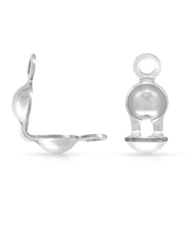 20pcs Adabele Authentic Sterling Silver Clamshell Calotte Ends End Cap - Small Knot Cover Beads Double Closed Loops (Small 3mm Cup) SS295-1 Clamshell Calotte 3mm Cup - 20pcs Silver