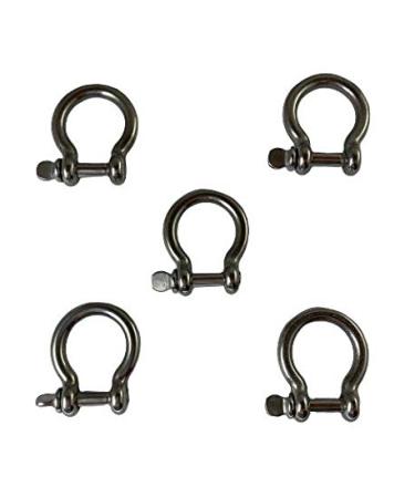 5 Pieces Stainless Steel 316 Type Round Bow Shackle 5/32" (4mm) Marine Grade