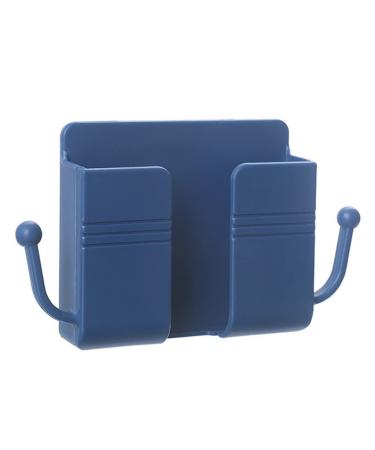 Wall-Mounted Mobile Phone Rack Remote Control Storage Box Charger Hook Line Charging Base Bracket (Blue 1)