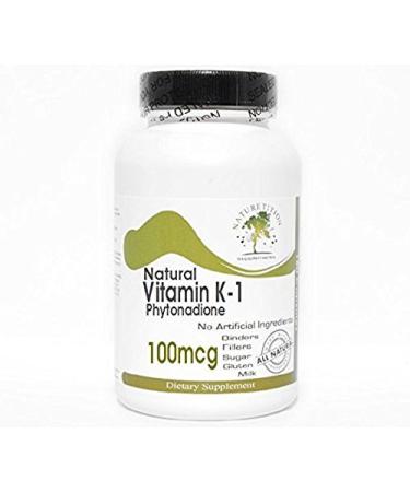 Natural Vitamin K-1 Phytonadione 100mcg  200 Capsules - No Additives  Naturetition Supplements