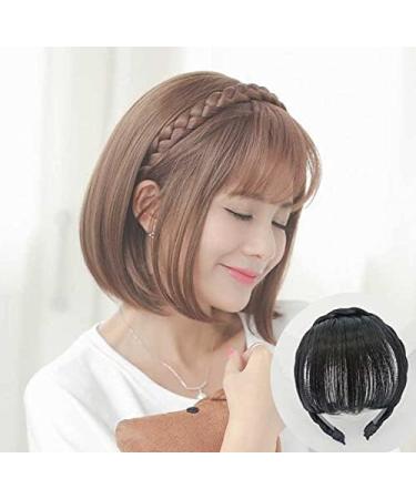 Black Hair Natural Fake Bangs Hair Piece Clip Long Wig Synthetic Hair Band Bangs Headband Headbands For Women Hair Accessories Women's Fashion Headbands - Buy Online on GoSupps.com