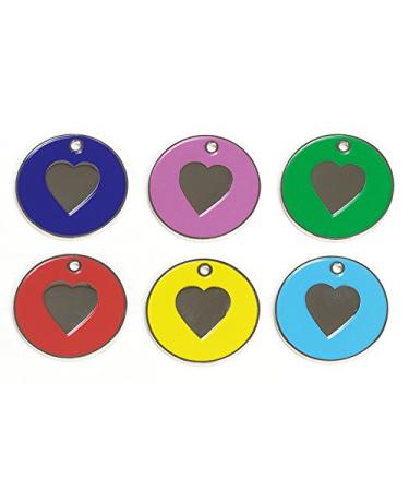 KNIFE-POINT ENGRAVED CAT & KITTEN ID TAG ID DISCS - HEART DESIGN (RED)