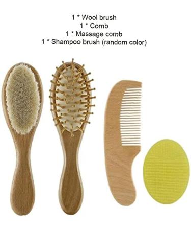Baby Hair Brushes Comb Set Goat Bristles Bath Brush Shower Scalp r Tool 4 Pieces Practical - Buy Online on GoSupps.com