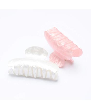 Brinie Hair Claw Clamps Pink Hair Barrettes Medium Non Slip Clips Hair Accessories for Women and Girls (2 PCS) (BT03-PW)