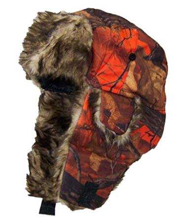 Orange Real Tree Camouflage Hunter/Trapper Winter Cap (One Size) 1
